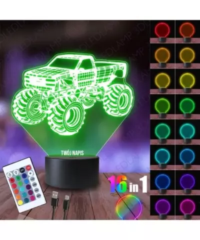 Lampka Nocna 3D LED LAMP Monster Truck Pojazd