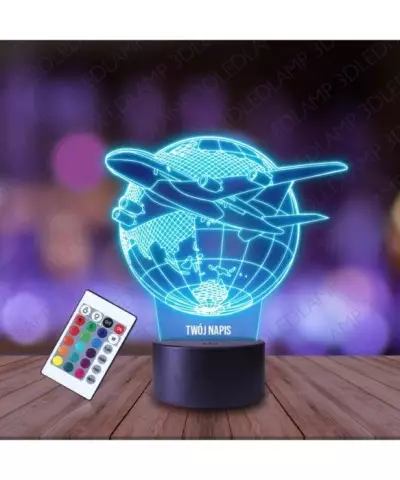 Lampka Nocna 3D LED LAMP Samolot Podróże