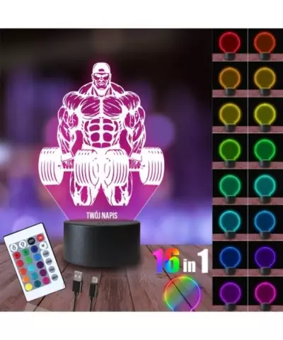 Lampka Nocna 3D LED LAMP Strongman Kulturysta Siłownia