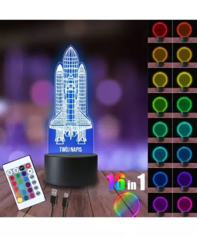 Lampka Nocna 3D LED LAMP Rakieta Lot w Kosmos
