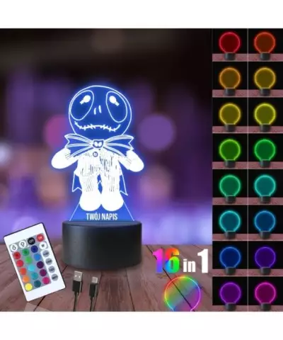 Lampka Nocna 3D LED LAMP Miasteczko Halloween Jack Pluszak
