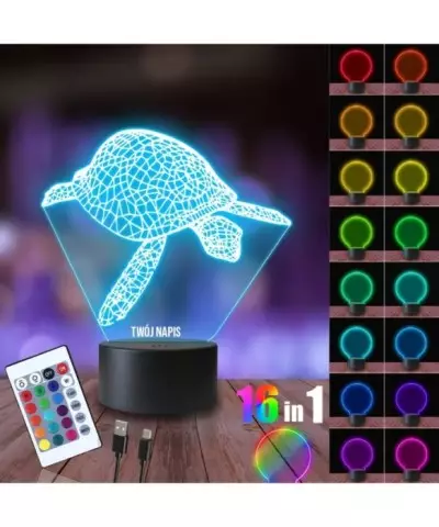Lampka Nocna 3D LED LAMP Żółw Wodny