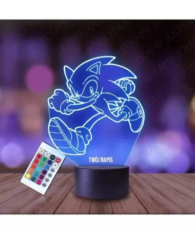 Lampka Nocna 3D LED LAMP Gra Sonic Biegnący