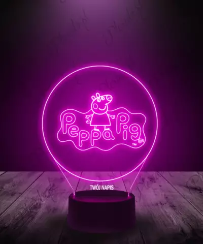 Lampka LED 3D Plexido Świnka Peppa Napis