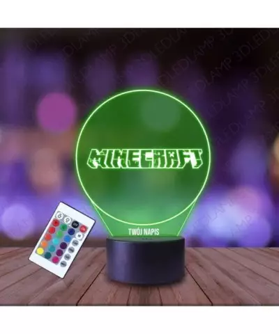 Lampka Nocna 3D LED LAMP Minecraft Napis Logo