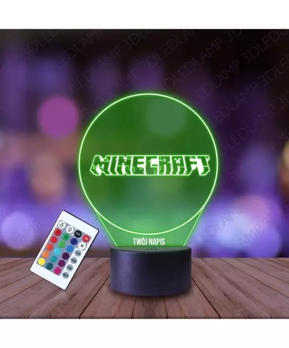 Lampka Nocna 3D LED LAMP Minecraft Napis Logo