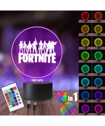 Lampka Nocna 3D LED LAMP Gra Fortnite Napis