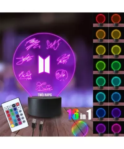 Lampka Nocna 3D LED LAMP BTS Autografy