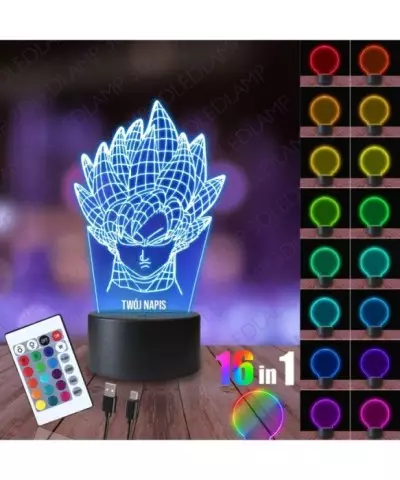 Lampka Nocna 3D LED LAMP Son Goku Dragon Ball Z Głowa