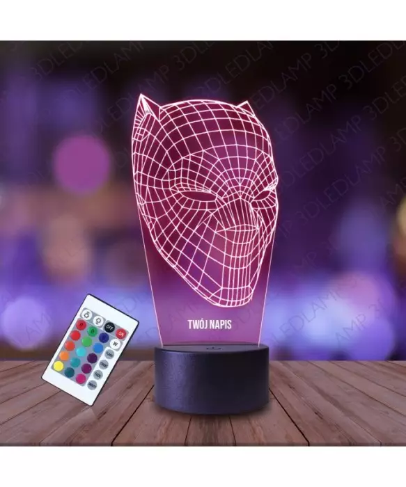 Lampka Nocna 3D LED LAMP Czarna Pantera Maska