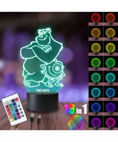 Lampka Nocna 3D LED LAMP Potwory i Spółka James