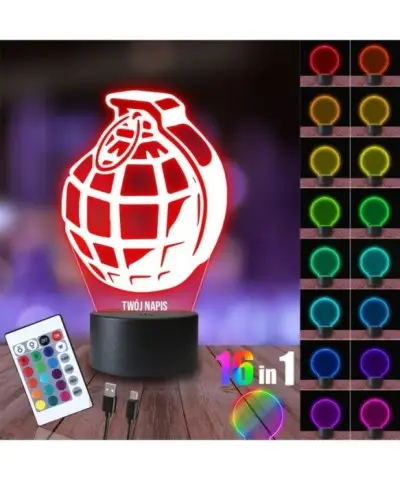 Lampka Nocna 3D LED LAMP Granat