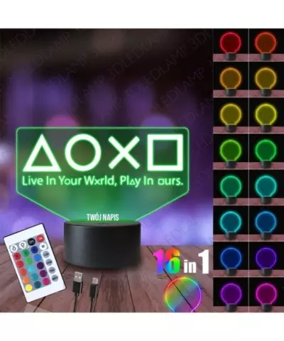 Lampka Nocna 3D LED LAMP PlayStation Znaki