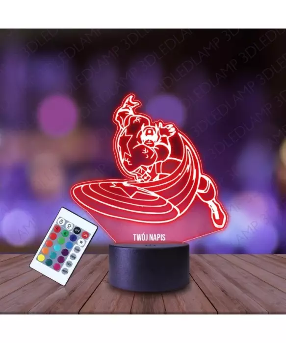 Lampka Nocna 3D LED LAMP Kapitan Ameryka Rzut Tarczą