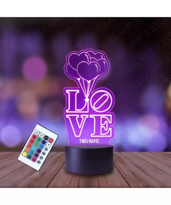 Lampka Nocna 3D LED LAMP Prezent na Walentynki Love Balony