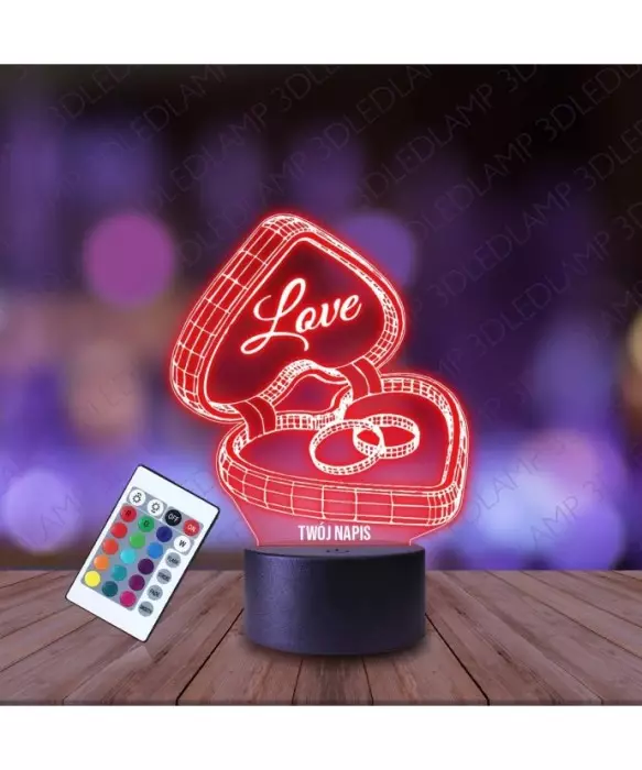 Lampka Nocna 3D LED LAMP Obrączki w Pudełku