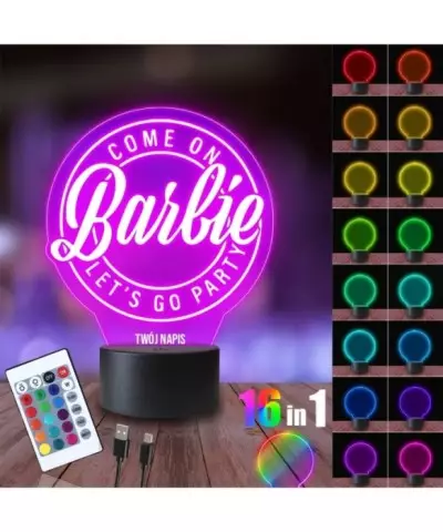 Lampka Nocna 3D LED LAMP Barbie Napis