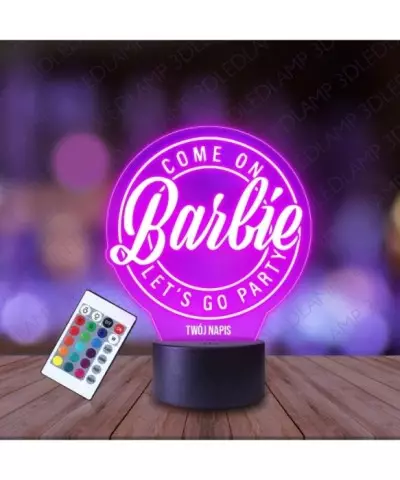 Lampka Nocna 3D LED LAMP Barbie Napis