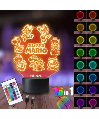 Lampka Nocna 3D LED LAMP Mario Bros Postacie