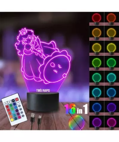 Lampka Nocna 3D LED LAMP Mario Księżniczka Peach