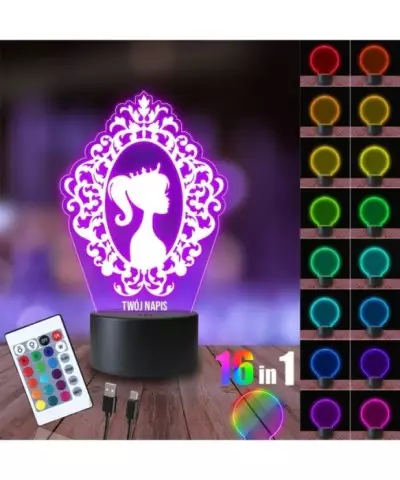 Lampka Nocna 3D LED LAMP Barbie Lusterko