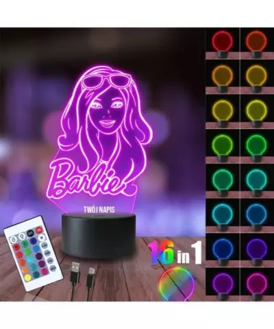 Lampka Nocna 3D LED LAMP Barbie w Okularach