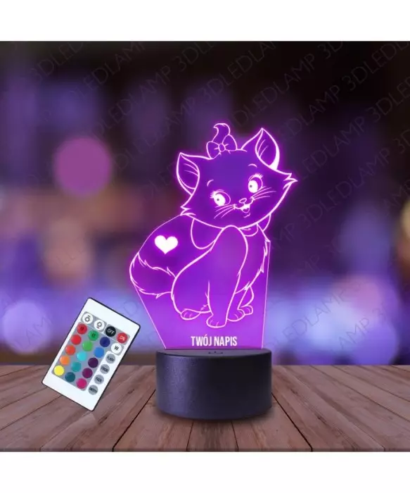 Lampka Nocna 3D LED LAMP Kotek Marie Arystokraci