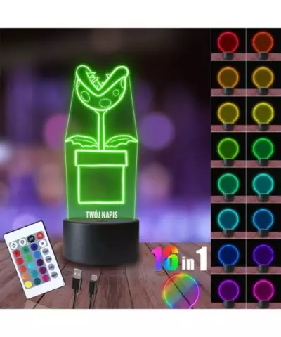 Lampka Nocna 3D LED LAMP Super Mario Kwiat Piranii