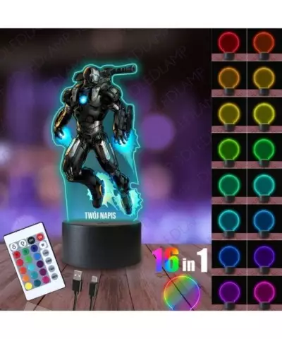 Lampka Nocna 3D LED LAMP z Nadrukiem Marvel War Machine