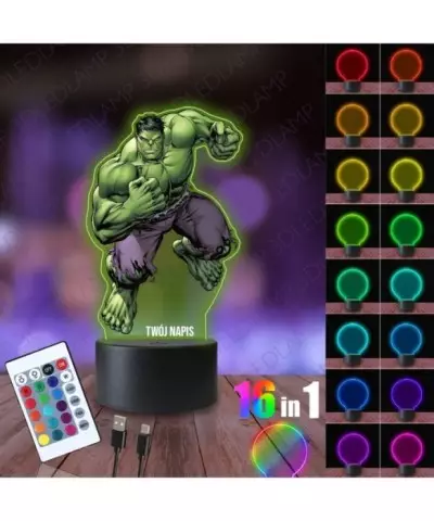 Lampka Nocna 3D LED LAMP z Nadrukiem Marvel Hulk