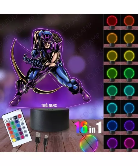Lampka Nocna 3D LED LAMP z Nadrukiem Hawkeye