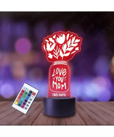 Lampka Nocna 3D LED LAMP Dzień Matki Bukiet Kwiatów w Wazonie