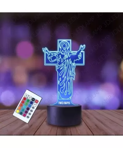 Lampka Nocna 3D LED LAMP Religijna Jezus Krzyż