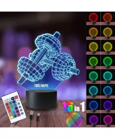 Lampka Nocna 3D LED LAMP Ciężary Hantle