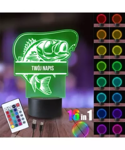 Lampka Nocna 3D LED LAMP Ryba na Haczyku