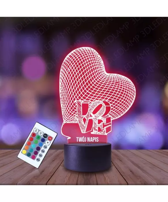 Lampka Nocna 3D LED LAMP Serce Love Walentynkowe
