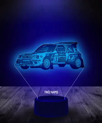 Lampka LED 3D Plexido Samochód Peugeot Wyścigowy