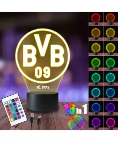 Lampka Nocna 3D LED LAMP Klub Borussia Dortmund
