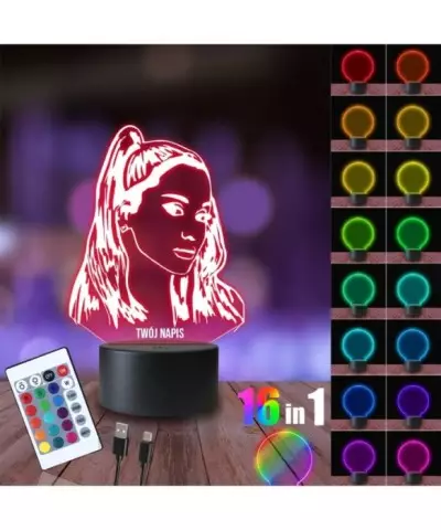 Lampka Nocna 3D LED LAMP Piosenkarka Ariana Grande