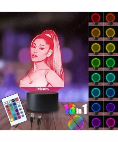 Lampka Nocna 3D LED LAMP Ariana Grande Kucyk