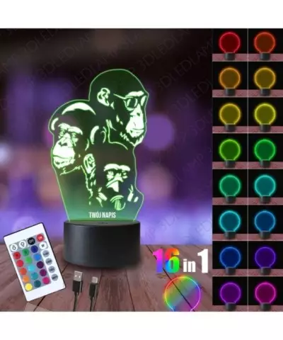 Lampka Nocna 3D LED LAMP Małpy