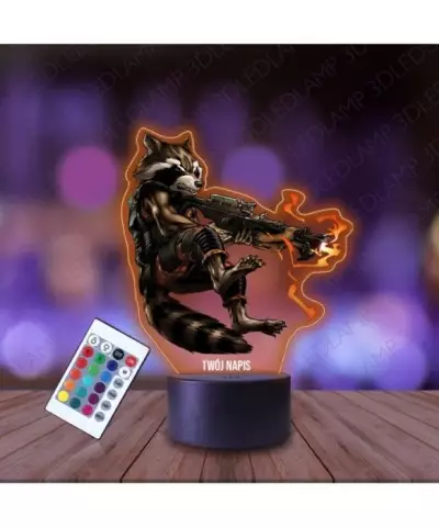 Lampka Nocna 3D LED LAMP z Nadrukiem Strażnicy Galaktyki Rocket