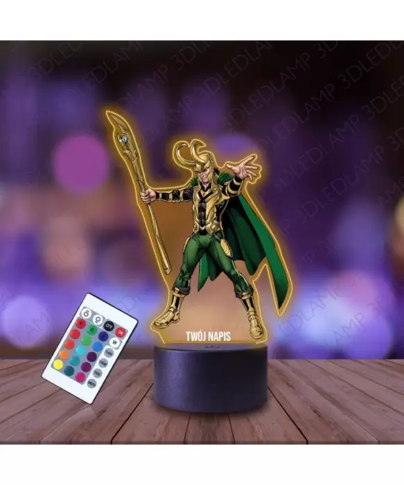 Lampka Nocna 3D LED LAMP z Nadrukiem Loki Marvel