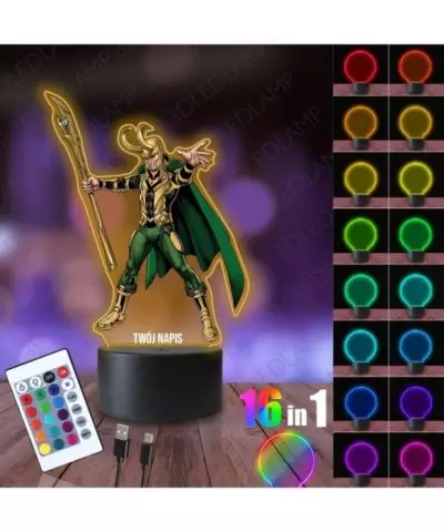 Lampka Nocna 3D LED LAMP z Nadrukiem Loki Marvel