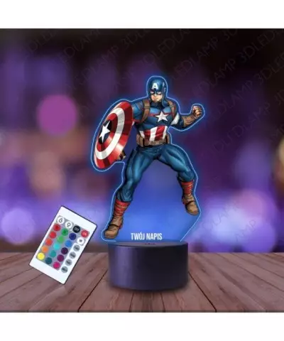 Lampka Nocna 3D LED LAMP z Nadrukiem Kapitan Ameryka Marvel