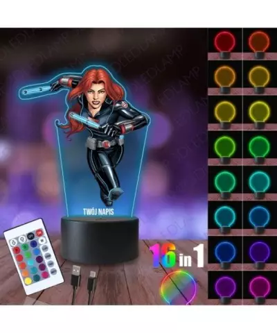 Lampka Nocna 3D LED LAMP z Nadrukiem Czarna Wdowa Marvel