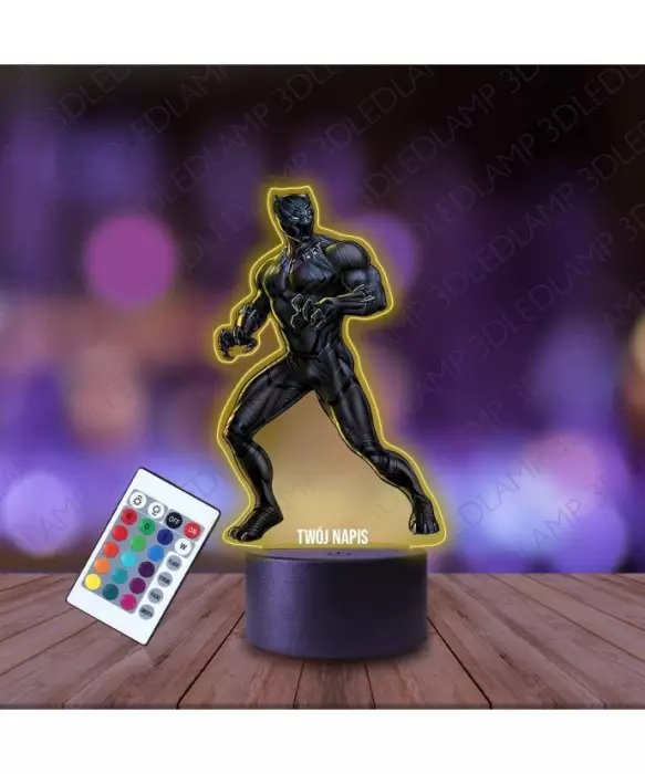 Lampka Nocna 3D LED LAMP z Nadrukiem Czarna Pantera