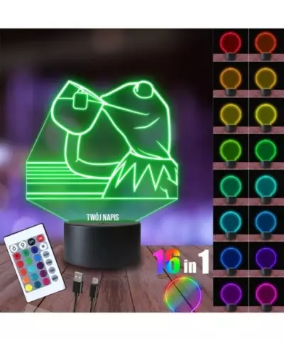 Lampka Nocna 3D LED LAMP Kermit Pijący Herbate Mem