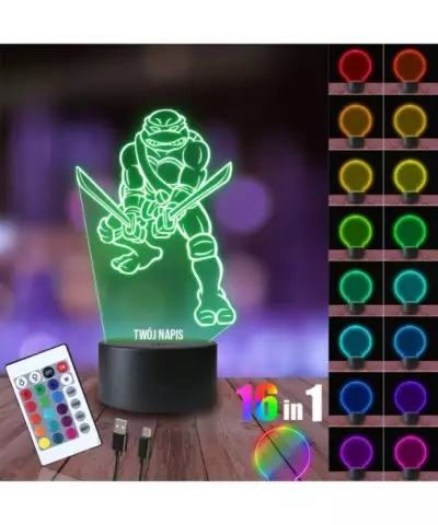 Lampka Nocna 3D LED LAMP Wojowniczy Żółw Ninja