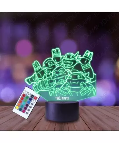 Lampka Nocna 3D LED LAMP Wojownicze Żółwie Ninja Grupa